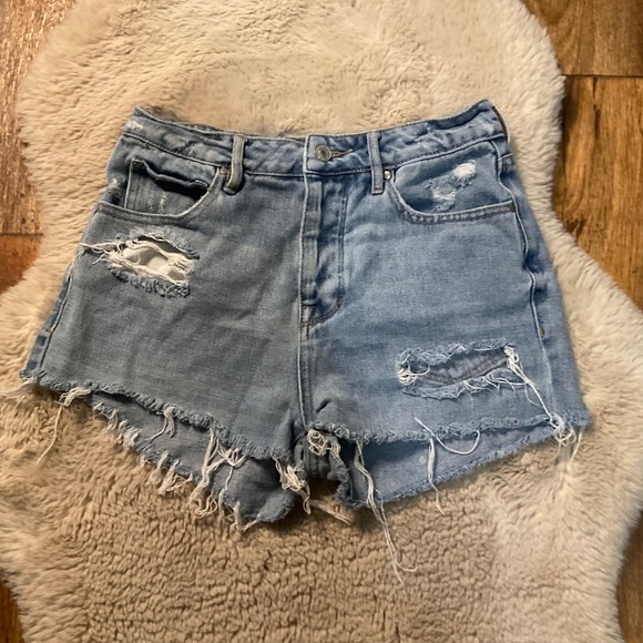 Pacsun Mom Jean Shorts Size 25 Cut Off Denim Shorts Raw Hem - Picture 1 of 6